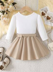 Baby Mädchen Figur Grafik, T-Shirt mit & Gürtel, Tasche Rock mit - Verschiedenfarbig - Übersicht 2