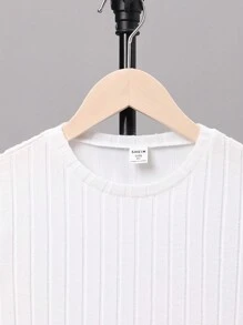 SHEIN Tween Boys' Graphic Print Crew Neck Long Sleeve T-Shirt - White - View 3