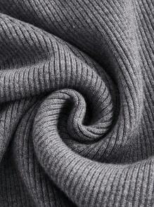 SHEIN BASICS Plus Solid Ribbed Knit Bodycon Jumper Dress - Grey - View 7