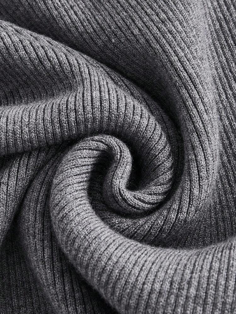 Plus Solid Ribbed Knit Bodycon Sweater Dress