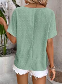 EMERY ROSE Swiss Dot Batwing Sleeve Blouse - Mint Green - View 2