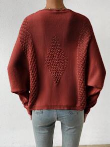 SHEIN Essnce Cárdigan de plumero de manga murciélago - Bronce - Ver 2