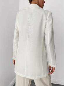 RueChic Lapel Neck Single Button Blazer - White - View 2