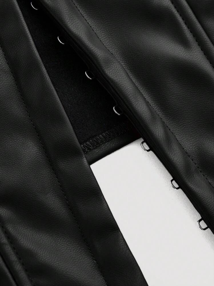 SHEIN x Marika Sila SHEIN MOD Top bandeau unicolor PU - Negro - Ver 4