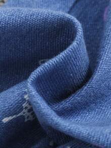 SHEIN Young Girl Letter and Butterfly Print Jeans - Medium Wash - View 6