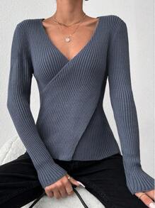 EURMUSE Jersey tejido de canalé cruzado - Azul - Ver 1