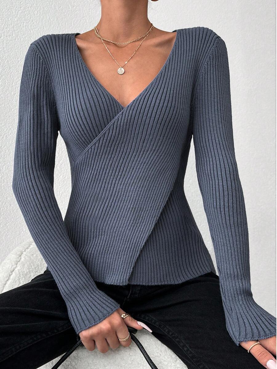 EURMUSE Jersey tejido de canalé cruzado - Azul - Ver 1