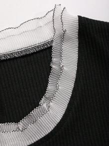 DAZY Contrast Trim Tank Dress - Black - View 6