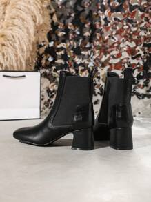 Của phụ nữ Gót chân trung bình Giày bốt ngắn , đàn hồi Thiết kế , Đúng mốt & Đơn giản Mặc hàng ngày - màu nâu - Xem 2