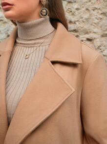 SHEIN Frenchy Plus Lapel Neck Double Breasted Overcoat Winter Fall Autumn