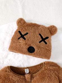 Chàng trai trẻ Dây kéo Áo Teddy Jackets
   & Mũ - màu nâu - Xem 4