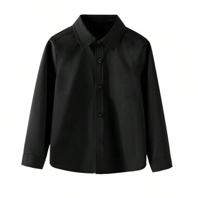 Tween Boy Solid Button Front Shirt