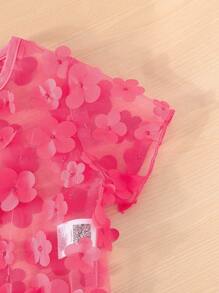 SHEIN Cô Gái Trẻ Đồ trang trí hoa Lưới Áo & Váy Dây - Nhiều màu - Xem 3