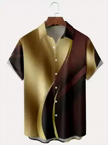 Manfinity LEGND Nam Plus In Địa lý Áo sơ mi - Cà phê nâu - Xem 1