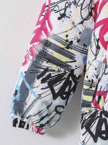 SHEIN Tween Girl 1pc Letter Graphic Reversible Padded Coat - Hot Pink - View 7