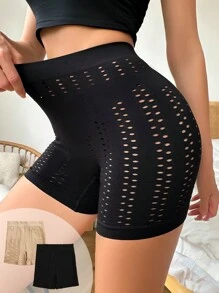 鏤空高腰塑形短褲 - 彩色 - 查看 1