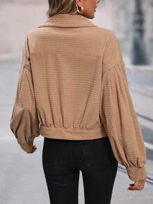 SHEIN Unity Flap Detail Drop Shoulder Jacket - Khaki - View 2