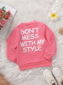 SHEIN Young Girl Slogan Graphic Sweatshirt - Pink - View 1