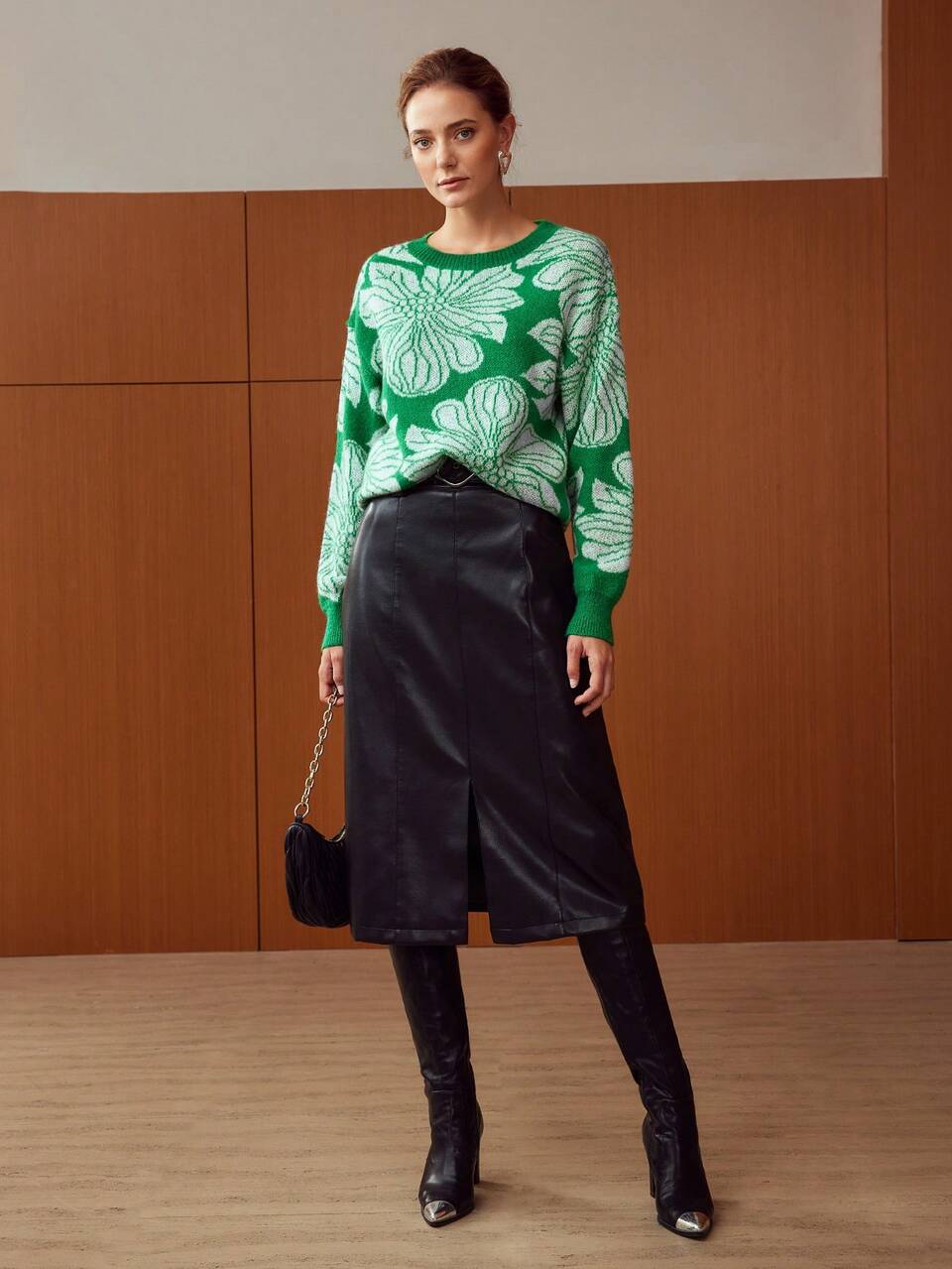 MOTF WOOL-BLEND FLORAL SWEATER