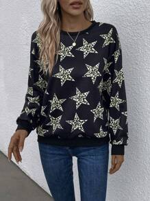 EMERY ROSE 星星印花落肩袖運動衫 - 彩色 - 查看 1