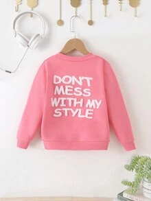 SHEIN Young Girl Slogan Graphic Sweatshirt - Pink - View 4