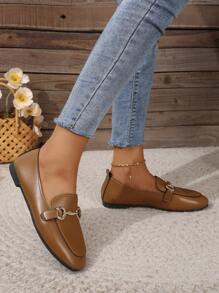 時尚的女士平底鞋 - 棕色 - 查看 2