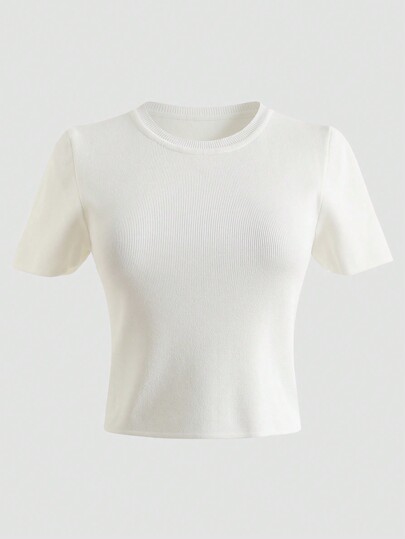 Camisetas de Mujer Canalé Liso Casual