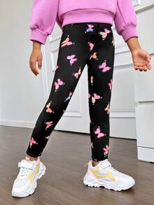 SHEIN Cô Gái Trẻ Phản chiếu In bướm Xà cạp - Nhiều màu - Xem 4