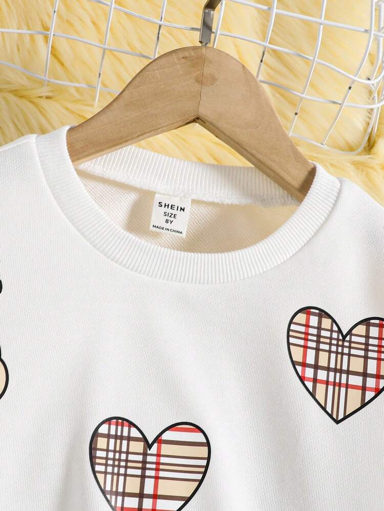 SHEIN 女大童心&小熊印花套頭衫&百褶半身裙 - 彩色 - 查看 3