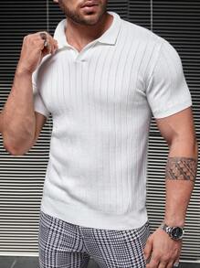 GENTILAND Men Solid Ribbed Knit Top