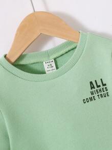 SHEIN Baby Boy Slogan Graphic Sweatshirt & Sweatpants - Green - View 4