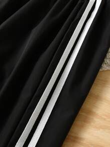 SHEIN Tween Boys' Casual Sports Jogger Pants With Double White Side Stripes And Tapered Legs