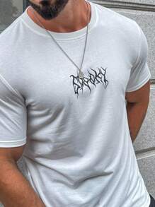 Manfinity Homme Nam Đồ họa Chữ cái Áo thun & quần đùi - Đen và trắng - Xem 2