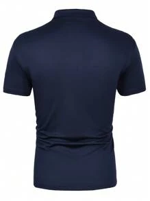 Manfinity Homme Men Crown Print Polo Shirt - Navy Blue - View 2