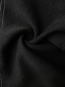 SHEIN Chàng trai trẻ Băng tương phản Bên cạnh nút quần ống rộng Quần thể thao - màu đen - Xem 3