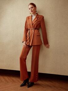 MOTF PREMIUM VISCOSE WOOL-BLEND BLAZER - Brown - View 7
