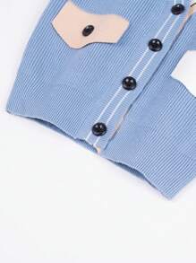 男小童條紋飾邊前紐扣開襟衫 - 霧霾藍 - 查看 7