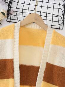 SHEIN Kardigan Duster Blok Warna Tween Girl - MultiWarna - View 4