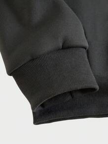 ROMWE MEN Goth Hombres Capucha esqueleto con estampado de mano y letra con forro térmico - Gris Oscuro - Ver 3