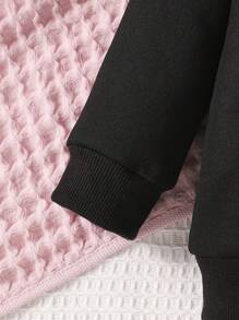 Baby Girl Butterfly Print Two Tone Sweatshirt - Black and White - View 4