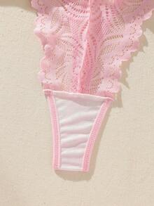 SHEIN Set de lencería con encaje floral - Rosa Pálido - Ver 4