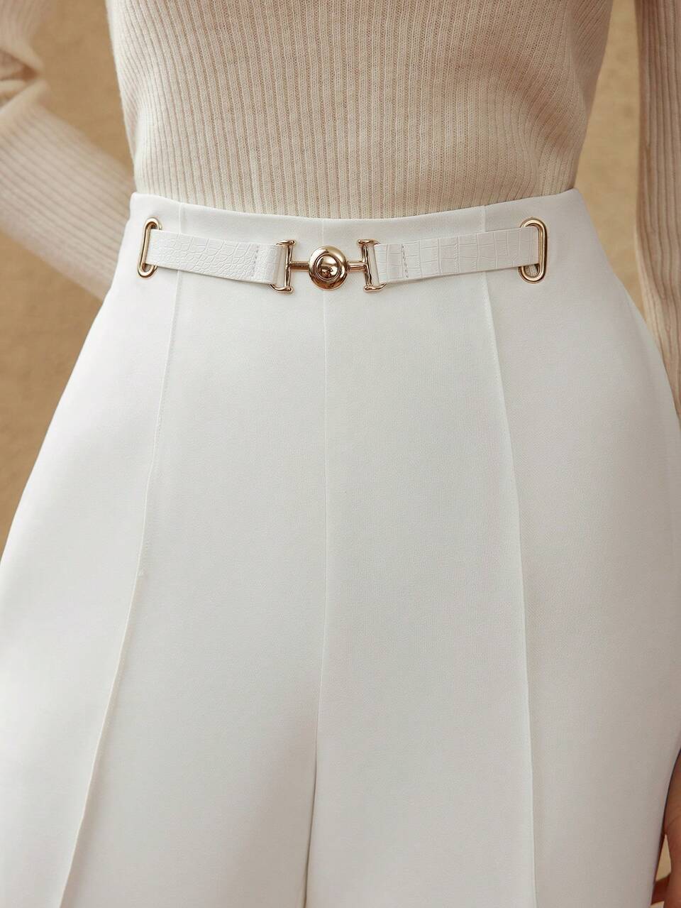 WIDE BELT DETAIL SUIT PANTS