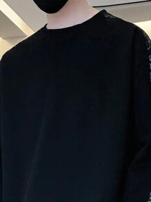 Men Paisley Print Drop Shoulder Sweatshirt & Sweatpants - Black - View 5