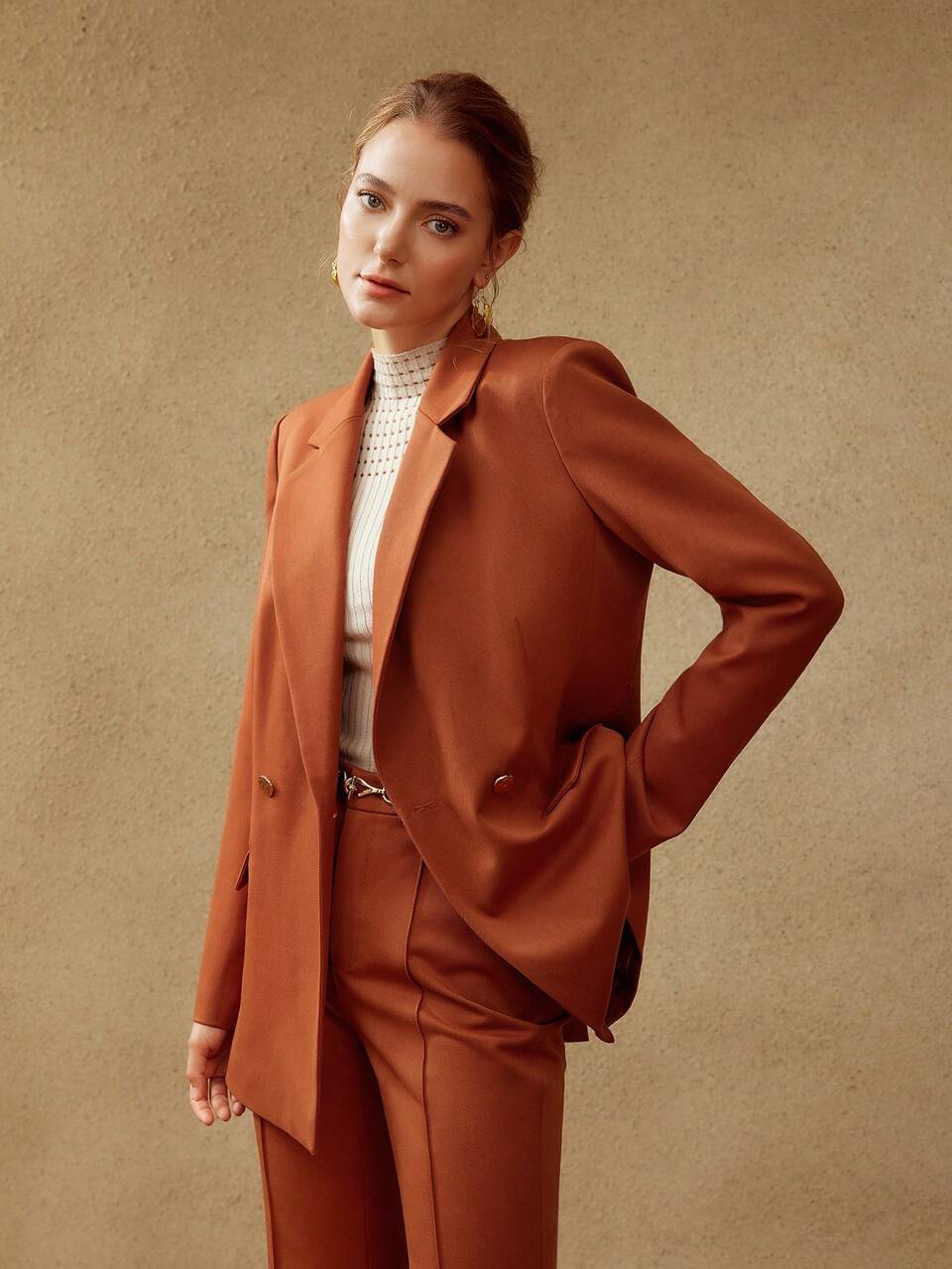 VISCOSE WOOL-BLEND BLAZER