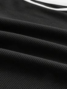 SHEIN BASICS 撞色滾邊短款背心 - 黑色 - 查看 7