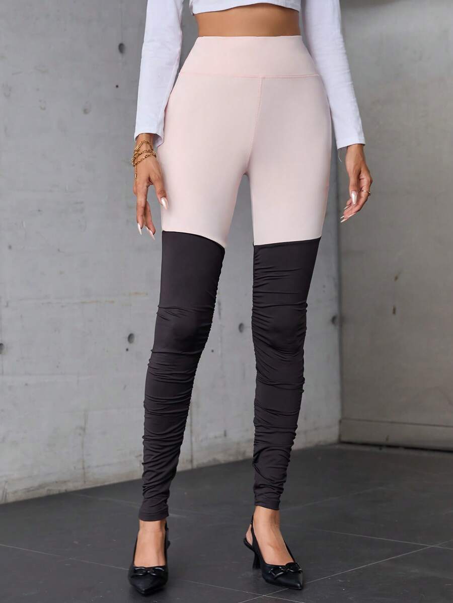 SHEIN Essnce Two Tone Ruched Leggings