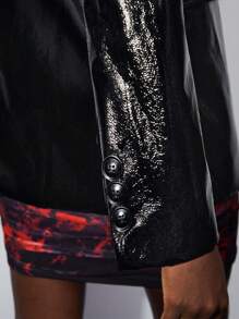 Maija Lapel Neck Patent Jacket - Black - View 7