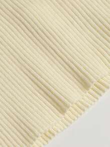 SHEIN BASICS Chất rắn Đồ đan Ribbed Áo hai dây - Màu be - Xem 8