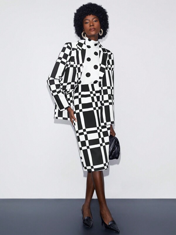 Maija Plaid Print Split Back Skirt