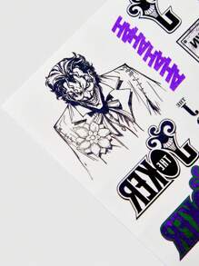 Harley Quinn | ROMWE 2sheets Letter Figure Graphic Tattoo Sticker - Multicolor - View 4